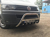 Кенгурятник WT003 (нерж) 60 мм, с надписью для Volkswagen T5 2010-2015 годов от PR