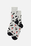 Мужские высокие носки с узором цвет серый ЦБ-00245278