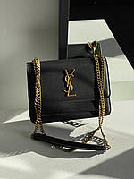 Yves Saint Laurent Medium Sunset in Smooth Leather Black/Gold 22 x 16 x 7 см женские сумочки и клатчи