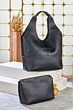 Жіноча стильна сумка екошкіра чорний, фото 3