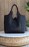 Жіноча модна сумка екошкіра чорний, бежевий, фото 2