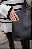 Жіноча модна сумка екошкіра чорний, бежевий, фото 7