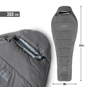 Зимовий спальник Pentagon MUMMY SLEEPING BAG 360GR/M² D19003 Cinder Grey (Сірий)