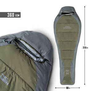 Утеплений спальник Tac Maven MUMMY SLEEPING BAG 360GR/M² D19003 RAL7013 (Олива) / Mix
