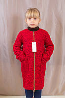 Практичное осеннее демисезонное детское пальто на девочку. бордовый, 128