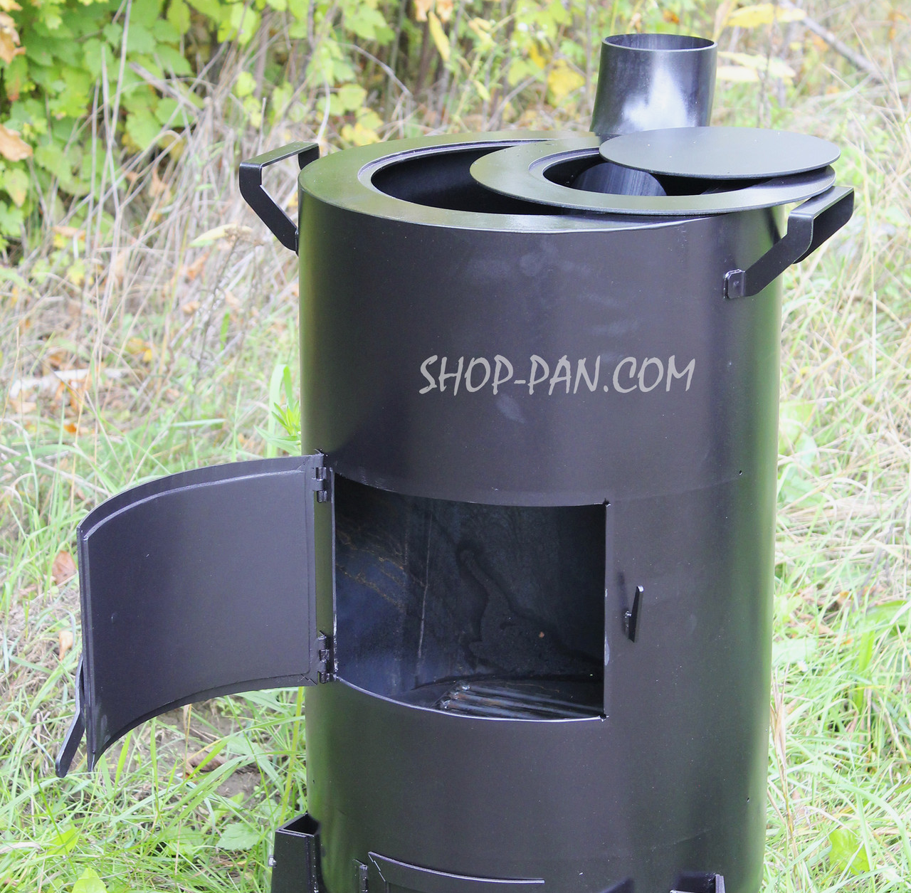 Піч-буржуйка SHOP-PAN 3 мм із варильною поверхнею на дровах для внутрішнього нагрівання приміщень Купити тільки