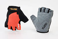 Перчатки без пальцев S с гелевыми вставками под ладонь, чёрно-оранжевые SBG-1457