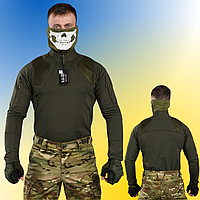 Мужская весенняя боевая рубашка убакс олива с шевронами и демферными вставками, Армейская рубашка убакс НГУ