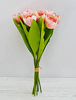Искусственный букет тюльпанов розовый H39см