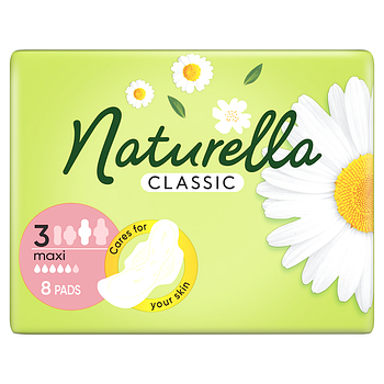 NATURELLA Classic Жiночi гiгiєнiчнi прокладки з крильцями Camomile Maxi Single 8шт (18)