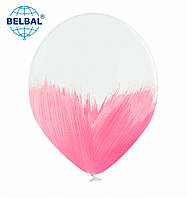 Воздушные шары Браш розовый на белом 12" (30см)