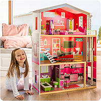 Ляльковий будиночок для барбі з ліфтом +лялька барбі в подарунок!Malibu ECOTOYS Residence 4118