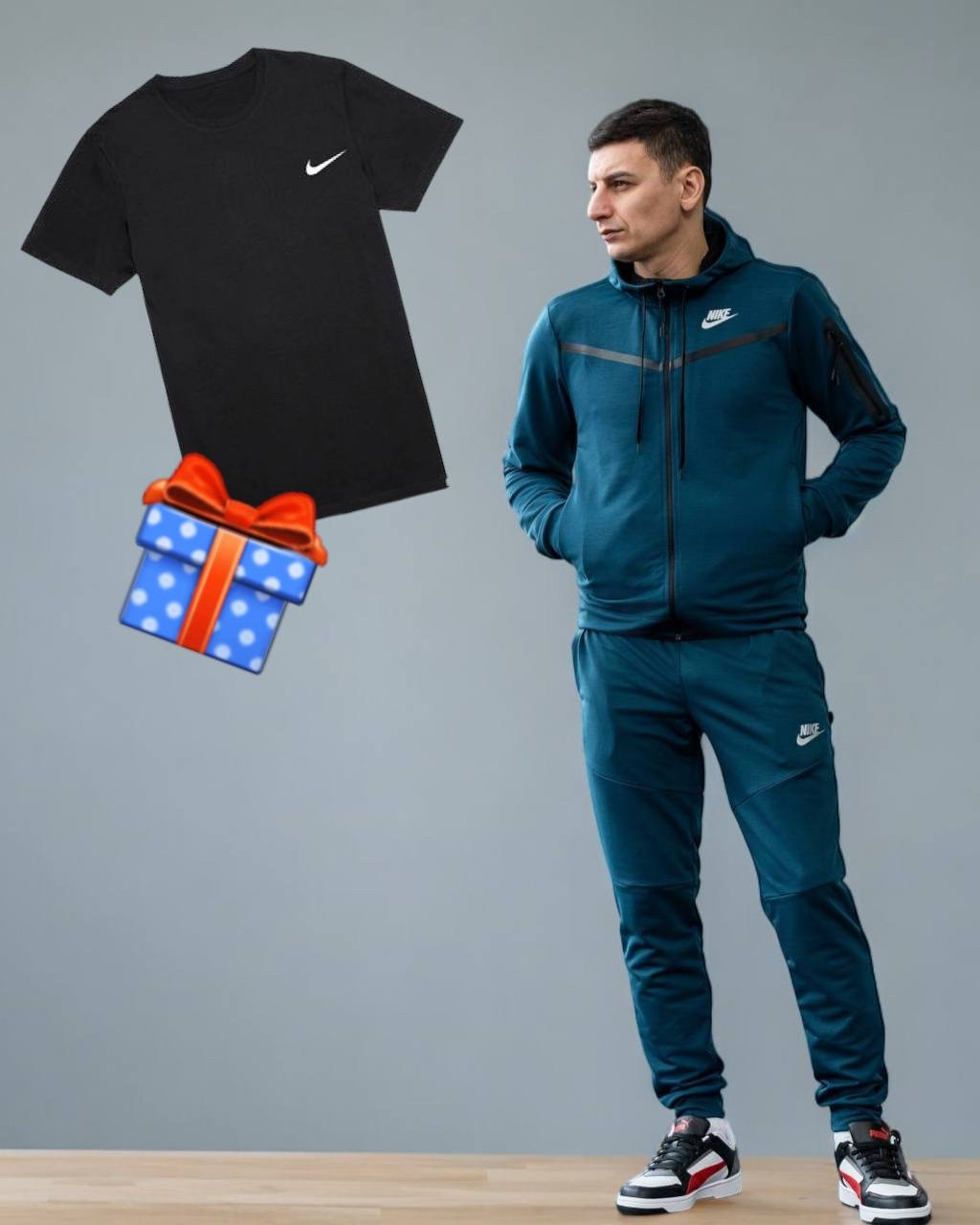 Спортивный костюм мужской подростковый Nike Tech Fleece весна осень весенний осенний изумрудный(не кашлатится) - фото 1 - id-p2131230965