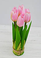 Искусственная композиция тюльпаны розовые H26см