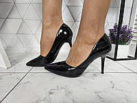 Туфлі човники чорні на невисокому підборі шпильці, Розмір 36 (23,5 см)