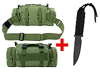 Мужская сумка на пояс подсумок 6L Зеленый + Подарок Метательный нож с чехлом PokupOnline