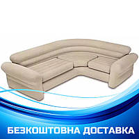 Надувной диван угловой велюр (257 х 203 х 76 см) Intex 68575 Бежевый