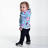 Дитяча курточка вітровка Малюнки на блакитному розмір 74, фото 5