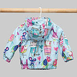 Дитяча курточка вітровка Малюнки на блакитному розмір 74, фото 2