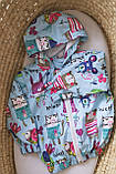 Дитяча курточка вітровка Малюнки на блакитному розмір 74, фото 4