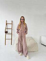 Костюм на дівчинку з бомбером і штанами кльош і швом у центрі в розмірі 122 і 128