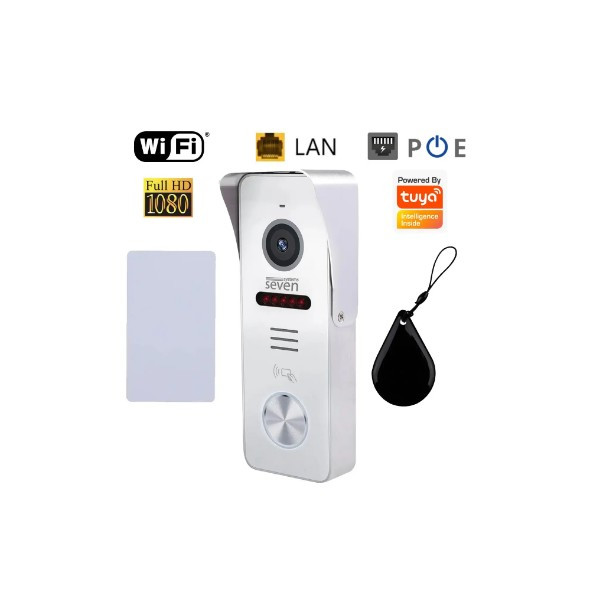 Wi-Fi панель виклику з вбудованим зчитувачем карт MIFARE SEVEN CP-7500 FHD Wi-Fi white, фото 1