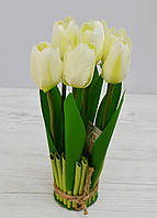 Искусственная композиция тюльпаны белые H26см