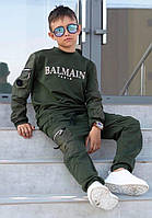 Спортивный костюм для мальчика подростка, стильный, модный с турецкого трикотажа 10,11,12,13,14,15 лет хаки