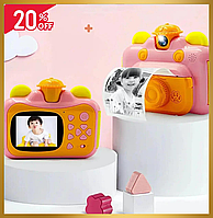 Детская цифровая камера в виде игрушки 12 МП 1080P с функцией мгновенной печати фотоапарат розовый gol
