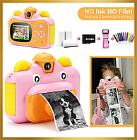 Дитячий фотоапарат із функцією миттєвого друку рожевий 12 МП 1080P Дитячий фотоапарат з екраном gol