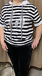 Гарна стильна бавовняна жіноча футболка Gertie смугаста з капюшоном, Розмір 50,52,54, 56, фото 10