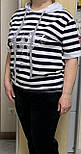 Гарна стильна бавовняна жіноча футболка Gertie смугаста з капюшоном, Розмір 50,52,54, 56, фото 8