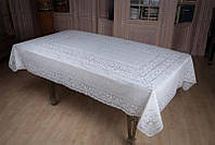 Скатертина для стола вінілова біла прямокутна ажурна 110х140см біла вініл