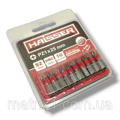 Бита магнітна PZ1 x 25 мм, сталь S2, HAISSER 81374