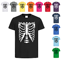 Черная детская футболка Со скелетом на Halloween (23-4-5)
