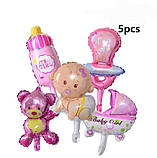 Кулі на виписку дівчинки 5 штук one size різнобарвний, фото 2