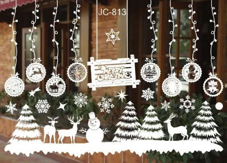 Наклейки на вікно на новий рік Merry Christmas 50 на 70 см білий