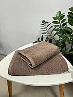 Набор полотенец махровых Аврора, набор 2 полотенца банное и для лица 100% хлопок коричневые