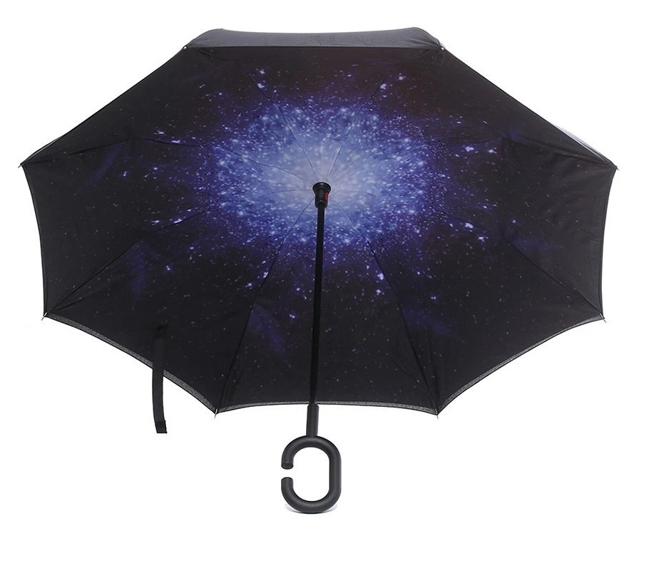 Парасолька зворотного складання Lesko Up-Brella Зоряне небо Парасолька, що складається, у зворотному напрямку, фото 1