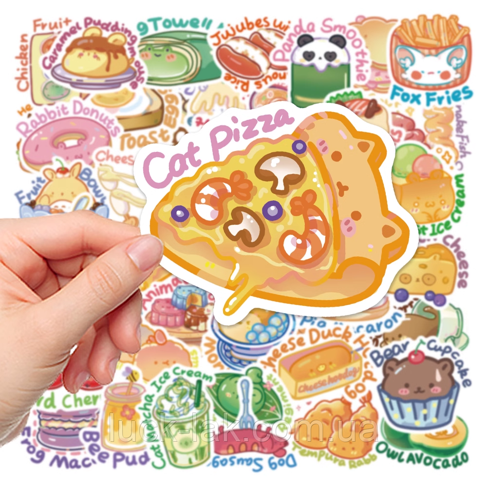 Вінілові стікери з милими ілюстраціями їжі, фото 1