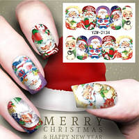 Новогодние наклейки на ногти Дед Мороз -размер стикера 6*5см, инструкция по применению есть в описании товара