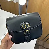 Сумка з натуральной кожи Dior Bobby Black, молодежная сумочка на длинном ремне