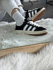 Жіночі кросівки Adidas Campus Black White Чорні з білим Кеди Адідас Кампус натуральний замш демісезон В'єтнам, фото 7
