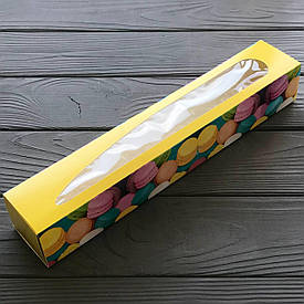 Упаковка для 10 макарун з віконцем 290х50х45 мм кольорова  Відправка м. Ірпінь