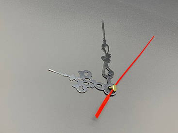 Стрілки для годинників настінних фігурні чорно-червоні 3 стрілки 9х9х6 см матові металеві