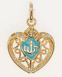 Кулон Fallon Позолота 18K "Серце з написом Аллах фарбування блакитною емаллю", фото 2