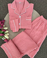 Женская пижама: рубашка и брюки муслин S-М, L-XL