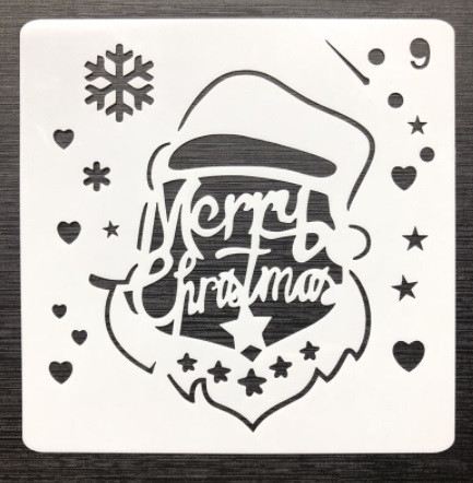 Новорічний трафарет Merry Christmas 13 на 13 см сірий