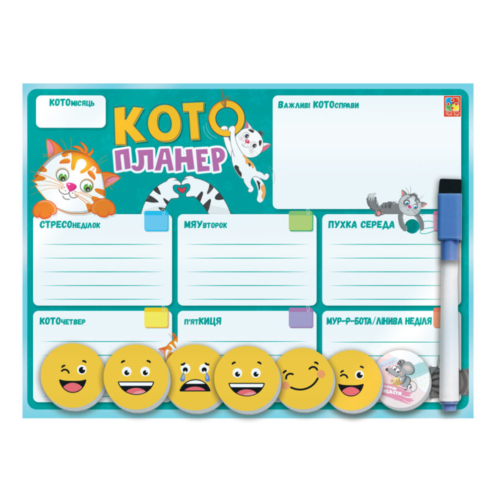 Магнітна дошка «Кото-планер» з маркером Vladi Toys (4820234762910)