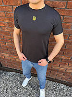 Патріортична футболка чоловіча колір Чорний з принтом Тризуб розмір 54-56
